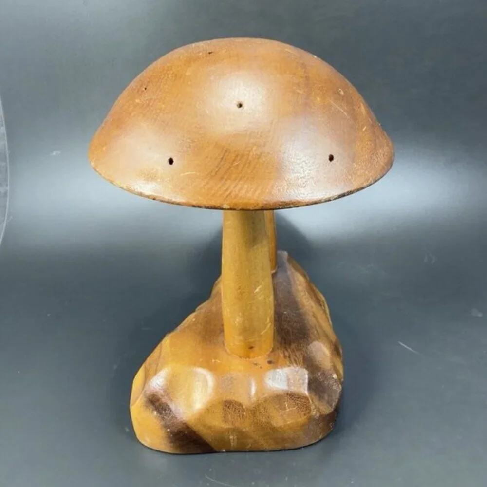 Vintage Monkey Pod Wood Large Wooden Mushroom Figurine‎ Decorative Hand Crafted